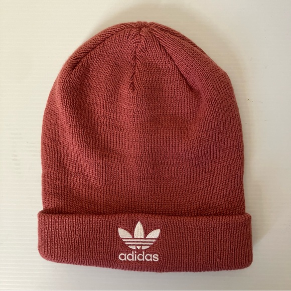 Adidas Women’s Originals Trefoil Pink Magic Earth Red Beanie Hat - Picture 2 of 6
